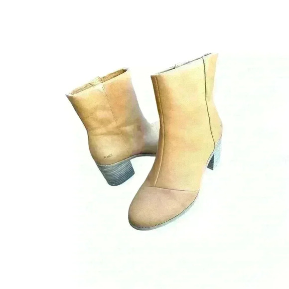 Women's TOMS® Evelyn Zip Boots Size 9.5 Low Calf   Zip Boot in Tan NWOB - Picture 8 of 10
